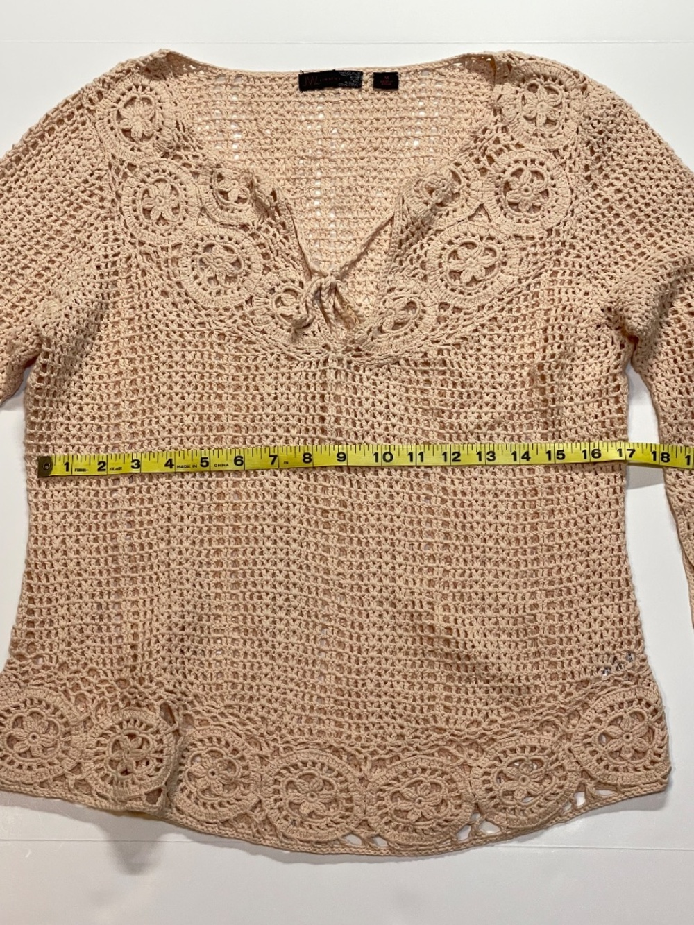 JW Style 100% Cotton Crochet Top Pullover Sweater Size M Like New - Picture 10 of 11